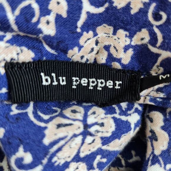 Blu Pepper Blue and Red Floral Boho Mini Dress Size Medium Cute Boho Dress - Picture 7 of 9